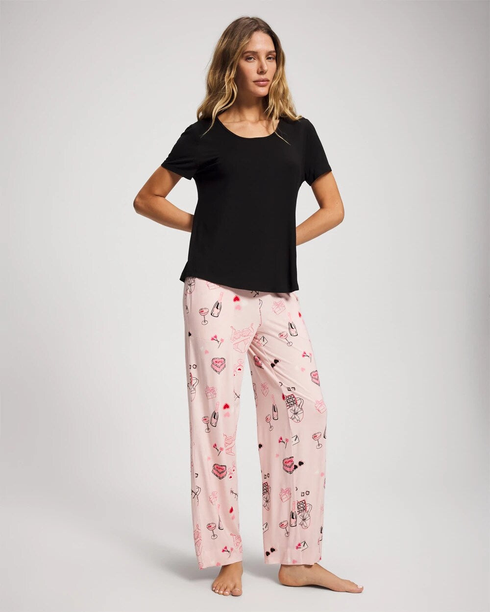 Short Sleeve + Pant Pajama Set - BE MINE PRETTY PINK | Soma Women