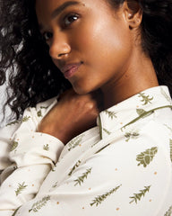 Long-Sleeve Notch Collar Pajama Top - FESTIVE FIRS CHAMP DREAMS | Soma Women