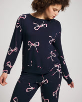 Long-Sleeve Pajama Top - BELOVED BOWS GRAND NAVY | Soma Women