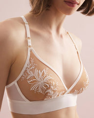 Framed Embroidery Bralette - COCONUT ON SNDLWOOD MESH | Soma Women