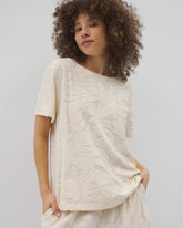 Jacquard Terry Short Sleeve Top - PARCHMENT | Soma Women