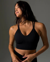 Longline Bra with Strappy Back - BLACK | Soma Women