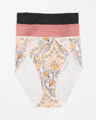 High-Leg Brief Panty with Lace 3 Pack - VINE PAISLEY MULTIPACK | Soma Women