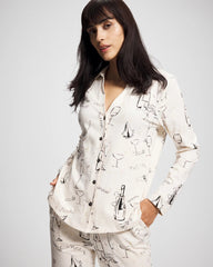 Long-Sleeve Notch Collar Pajama Top - FIZZ THE SEASON FOIL | Soma Women