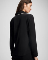 Long-Sleeve Notch Collar Pajama Top - BLACK | Soma Women