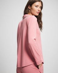 Long-Sleeve Notch Collar Pajama Top - ANTIQUE PINK | Soma Women