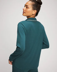 Long-Sleeve Notch Collar Pajama Top - DEEP TEAL | Soma Women
