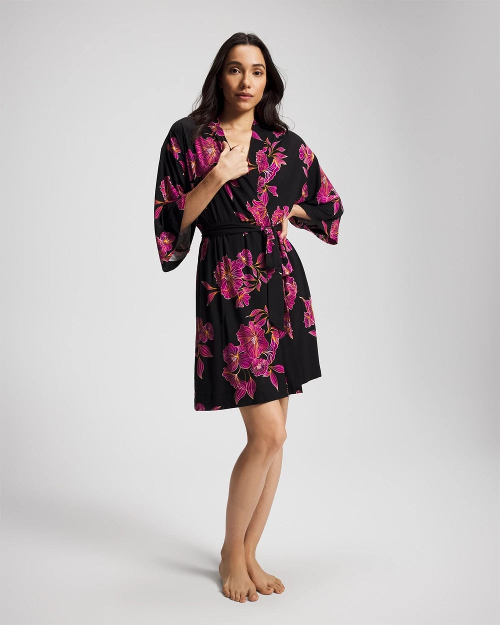 Short Robe - GILDED BLOOMS MAGENTA | Soma Women