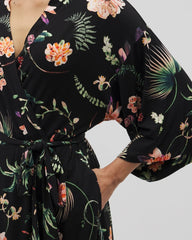 Short Robe - PARADISE PLUMES BLACK | Soma Women