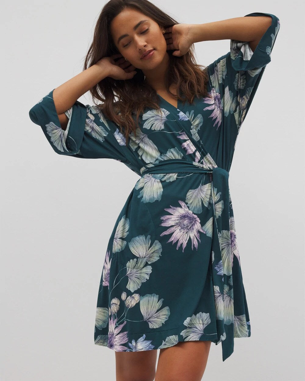 Short Robe - HAVEN BOTANICAL DARK SEA | Soma Women