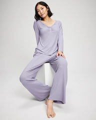 Pointelle Long Sleeve Pajama Top - LAVENDER CLOUD | Soma Women
