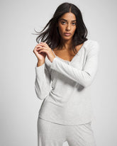 Pointelle Long Sleeve Pajama Top - HEATHER FROST | Soma Women
