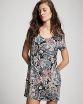 Short Sleeve Scoop Neck Sleepshirt - REGAL PAISLEY BLACK | Soma Women
