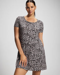 Short Sleeve Scoop Neck Sleepshirt - DIVINE LEOPARD TAUPE | Soma Women