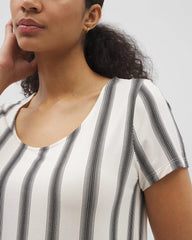 Short Sleeve Scoop Neck Sleepshirt - HAMPTON STRIPE BLACK | Soma Women