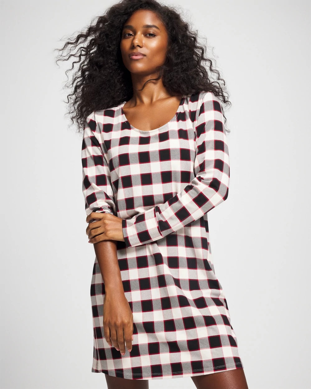 Long-Sleeve Sleepshirt - DREAMSCAPE PLAID BLACK | Soma Women
