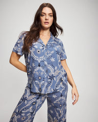 Short Sleeve Notch Collar Pajama Top - BOTANICAL TILE SUNDOWN | Soma Women