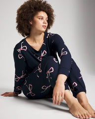 Banded Ankle Pajama Pant - BELOVED BOWS GRAND NAVY | Soma Women
