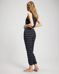 Banded Ankle Pajama Pant - BOHO STRIPE NAVY | Soma Women