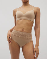 Vanishing Edge Microfiber Modern Brief Panty with Lace - WARM AMBER | Soma Women