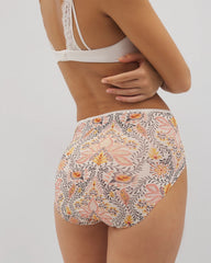 Vanishing Edge Microfiber Modern Brief Panty with Lace - VINE PAISLEY CHAMPAGNE M | Soma Women