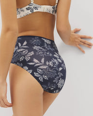 Vanishing Edge Microfiber Modern Brief Panty with Lace - MEANDERING GARDEN M NAVY | Soma Women