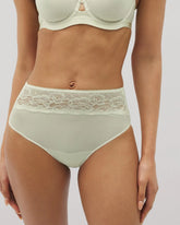 Vanishing Edge Microfiber Modern Brief Panty with Lace - ALOE WASH | Soma Women