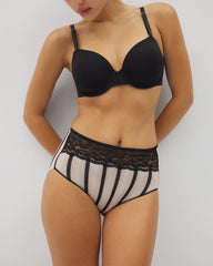 Vanishing Edge Microfiber Modern Brief Panty with Lace - CABANA STRIPE BLACK | Soma Women