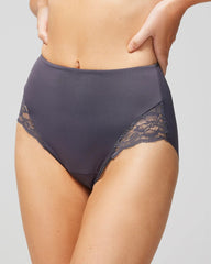 Tummy High-Waist Brief Panty with Lace - GRAY INK | Soma Women