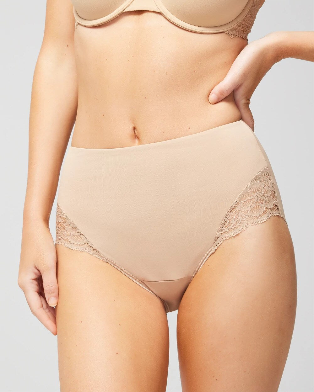 High-Waist Brief Panty with Lace - WARM AMBER | Soma Women