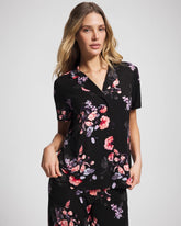 Short Sleeve Notch Collar Pajama Top - FLORAL DREAMS BLACK | Soma Women