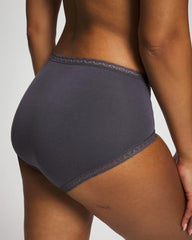Cotton Brief Panty with Lace Trim - GRAY INK | Soma Women