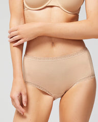 Cotton Brief Panty with Lace Trim - WARM AMBER | Soma Women