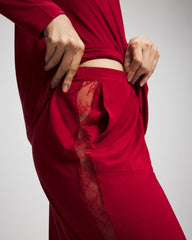 Lace Relaxed Wide Leg Pajama Pant - PAINT THE TOWN RED | Soma Women