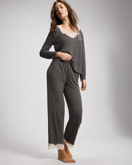 Lace Trim Pajama Pant - CHARCOAL HEATHER W/ SHINE | Soma Women