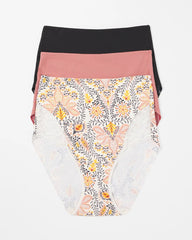 Tummy High-Waist Brief Panty with Lace 3 Pack - VINE PAISLEY MULTIPACK | Soma Women