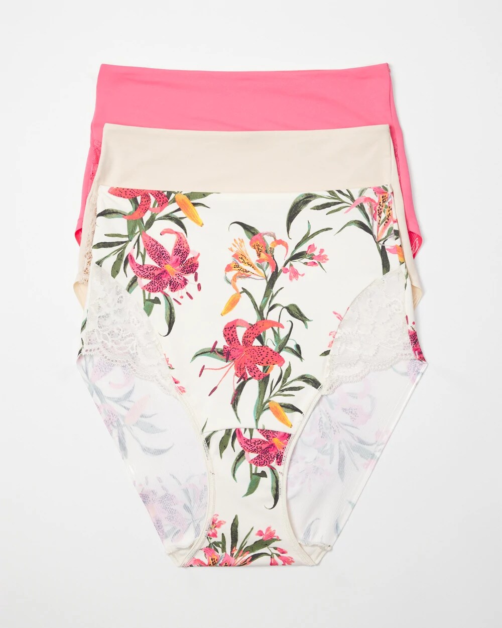 Tummy High-Waist Brief Panty with Lace 3 Pack - CAMELLIA ROSE MULTIPACK | Soma Women