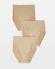 Tummy High-Waist Brief Panty with Lace 3 Pack - WARM AMBER MULTIPACK | Soma Women