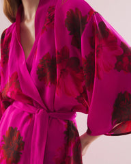 Silk Chiffon Short Robe - VA VA BLOOMS PINK | Soma Women