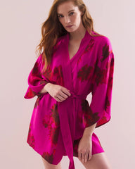 Silk Chiffon Short Robe - VA VA BLOOMS PINK | Soma Women