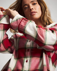 Long-Sleeve Notch Collar Pajama Top - WINTER PLAID RED | Soma Women