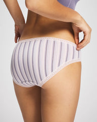 Cotton Hipster Panty with Lace Trim - RELAX STRIPE MINI OPAL | Soma Women