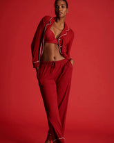 Pajama Pant w/ Cuff and Piping - PAINT THE TOWN RED | Soma Women