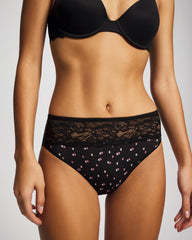 Edge High-Leg Panty with Lace - HALF MOON BLACK | Soma Women
