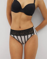 Edge High-Leg Panty with Lace - CABANA STRIPE BLACK | Soma Women