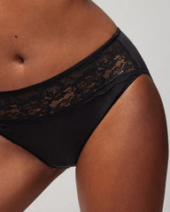 Cotton Blend High-Leg Panty with Lace - BLACK | Soma Women