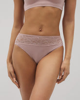 Cotton Blend High-Leg Panty with Lace - ADOBE ROSE | Soma Women