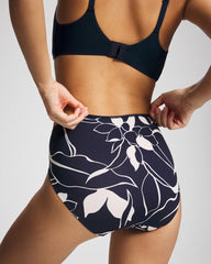 Tummy High-Leg Brief Panty with Lace - NOUVEAU FLORA MINI NAVY | Soma Women
