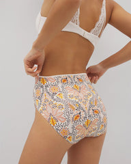 Tummy High-Leg Brief Panty with Lace - VINE PAISLEY CHAMPAGNE M | Soma Women