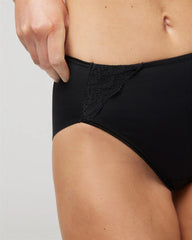 High-Leg Brief Panty with Lace - BLACK | Soma Women